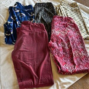 LuLaRoe Assorted Patterned Leggings - Red, Blue, Black, Cream
